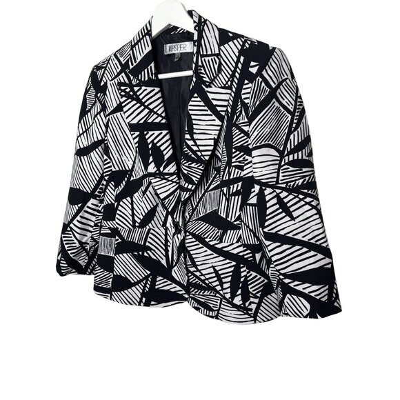 Kasper Black White Abstract Blazer 6 Modern Workwear One Button Jacket - Picture 4 of 13